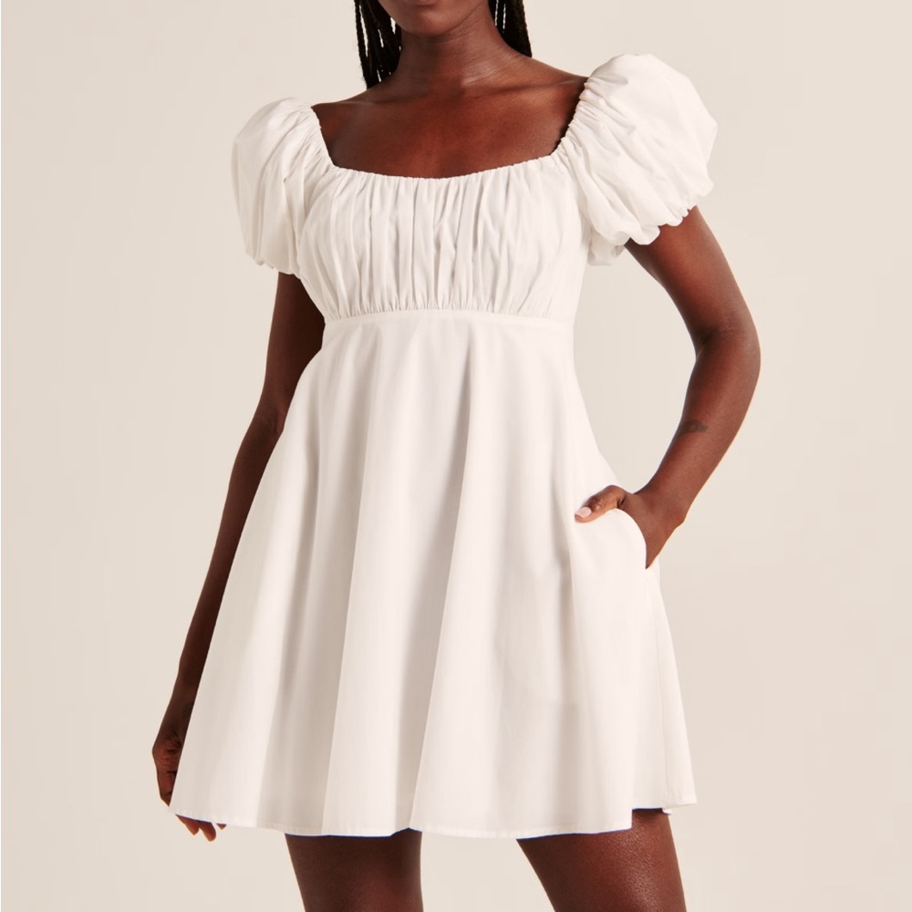 Abercrombie & Fitch Ruched Puff Sleeve Mini Dress - size XL